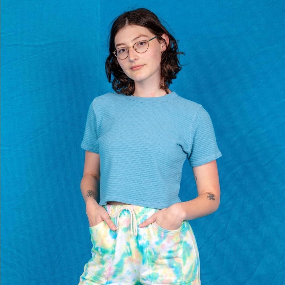 Big Bud Press Cropped Honeycomb Tee, Size XXS - Picture 2 of 11